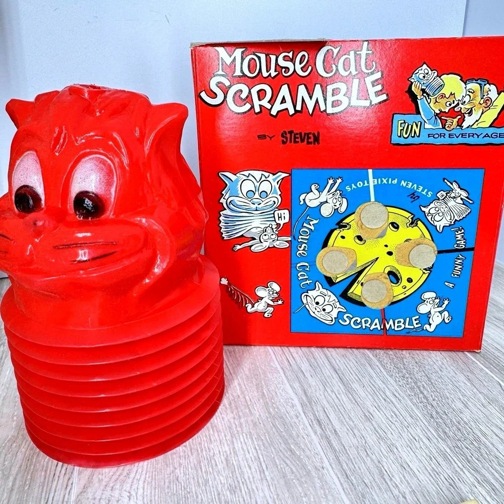 Vintage‎ Mouse Cat Scramble Game 1966 Steven Pixie Toys #775 with Box